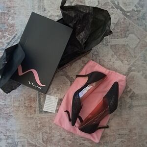 Nina Studded Fishnet Heels